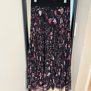 Aritzia Wilfred Black Floral Midi Skirt
